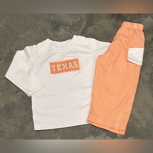 Claire & Charlie Orange TEXAS Smocked Shirt Gingham Pants Sz 3